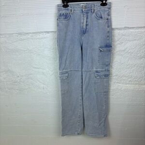 PACSON light denim 90S boyfriend multi pockets cotton denim jeans size 28